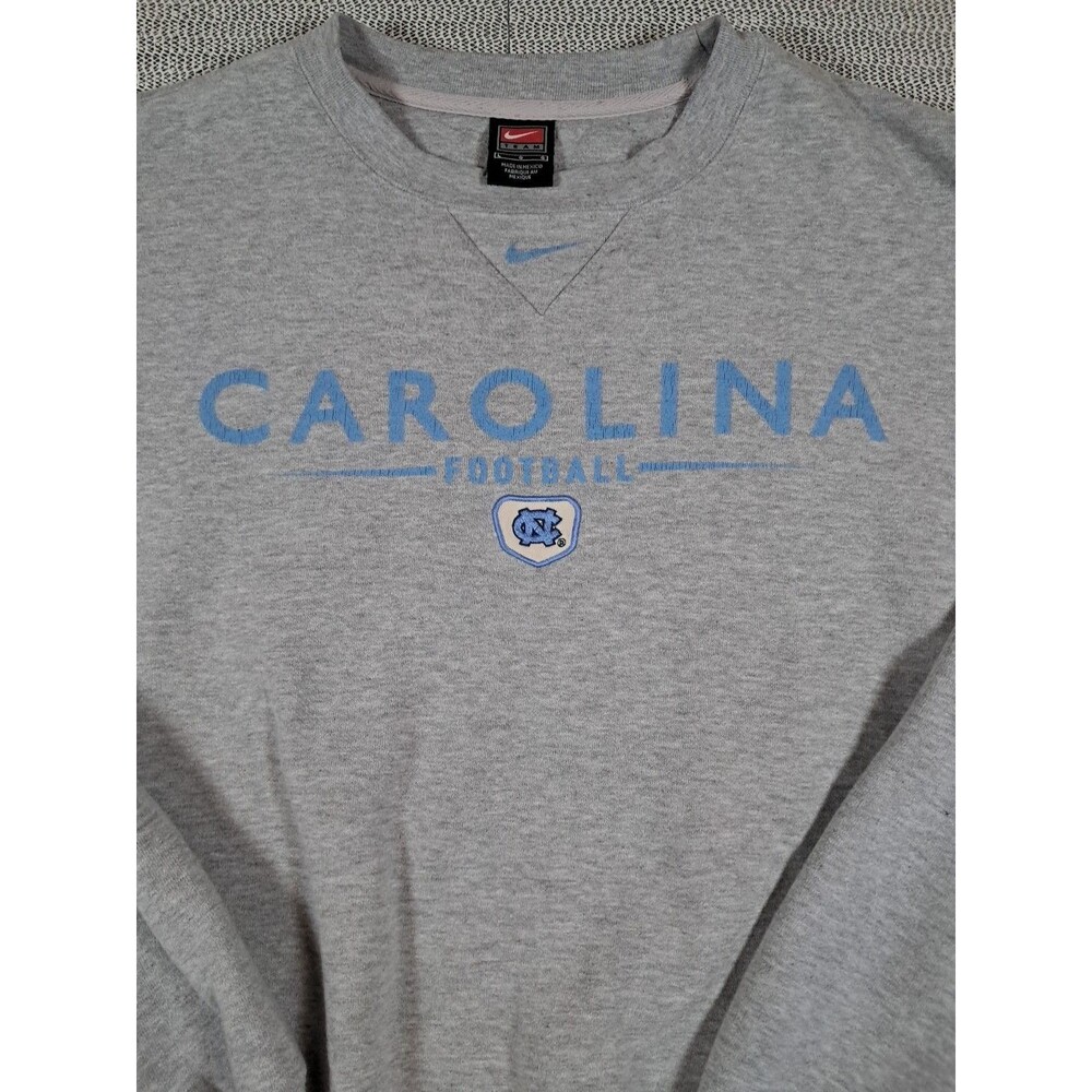 Vtg UNC Tar Heels Nike Center Swoosh Gray Sweatshirt L Y2K 90s